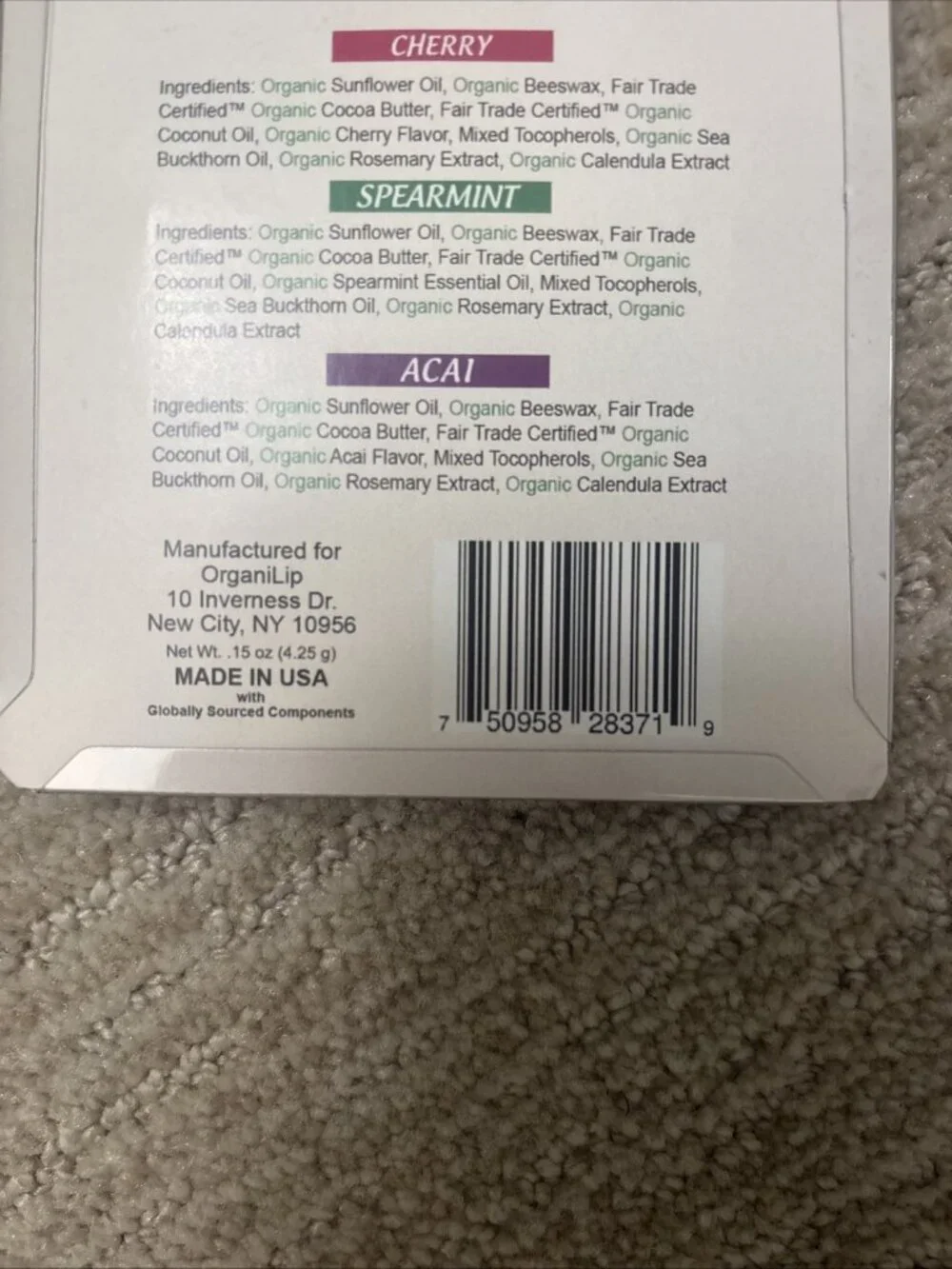 NEW ORGANI LIP INFUSED WITH ORGANIC SEA BUCKTHORN LIP BALM 3 PACK